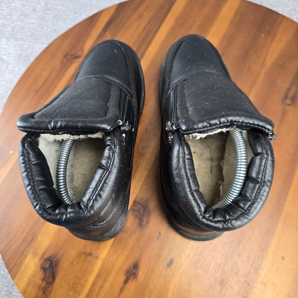 Womens Black PVC Upper Winter Boots Zip Up Ankle Booties Shoes size 8 - Picture 9 of 14